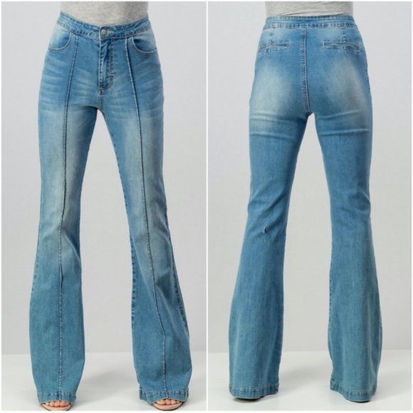 BOHO gypsy Wide leg Denim Pants - Picture 2 of 3